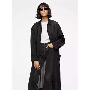 Anine Bing Duster Women S-M Black Mesh Sheer Utility Longline Coverup Dress